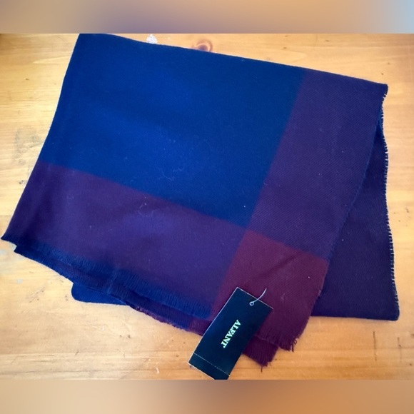 Alfani men’s scarf Navy Burgundy maroon NWT one size colorblock - Picture 2 of 6